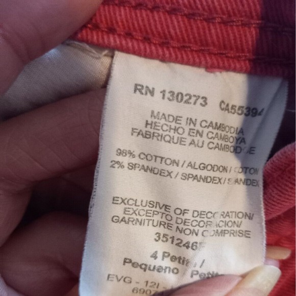 Riders By Lee Crop Capri Jeans Women's Dark Pink Embellished Pockets Sz Petite 4 - Picture 14 of 16